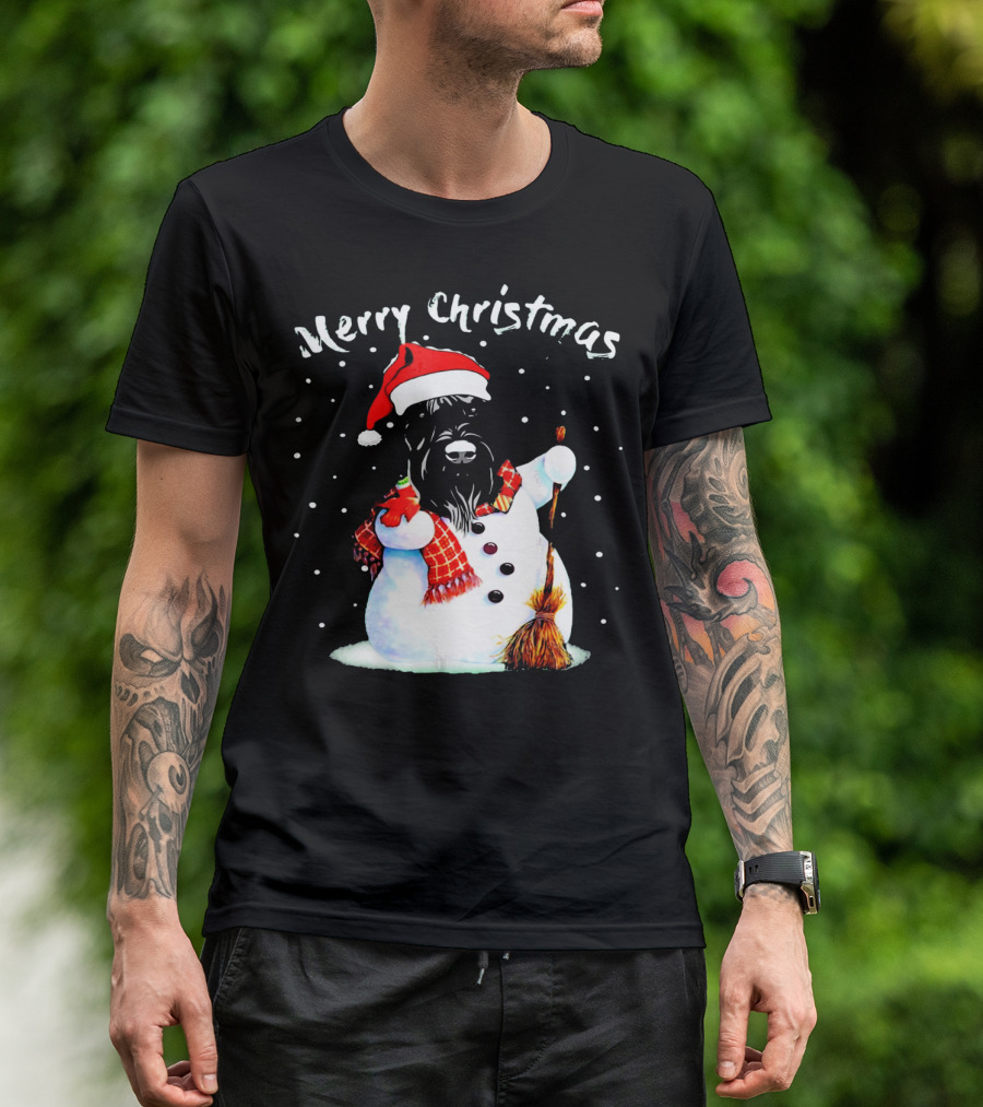 Merry Christmas Giant Schnauzer Snowman T-Shirt