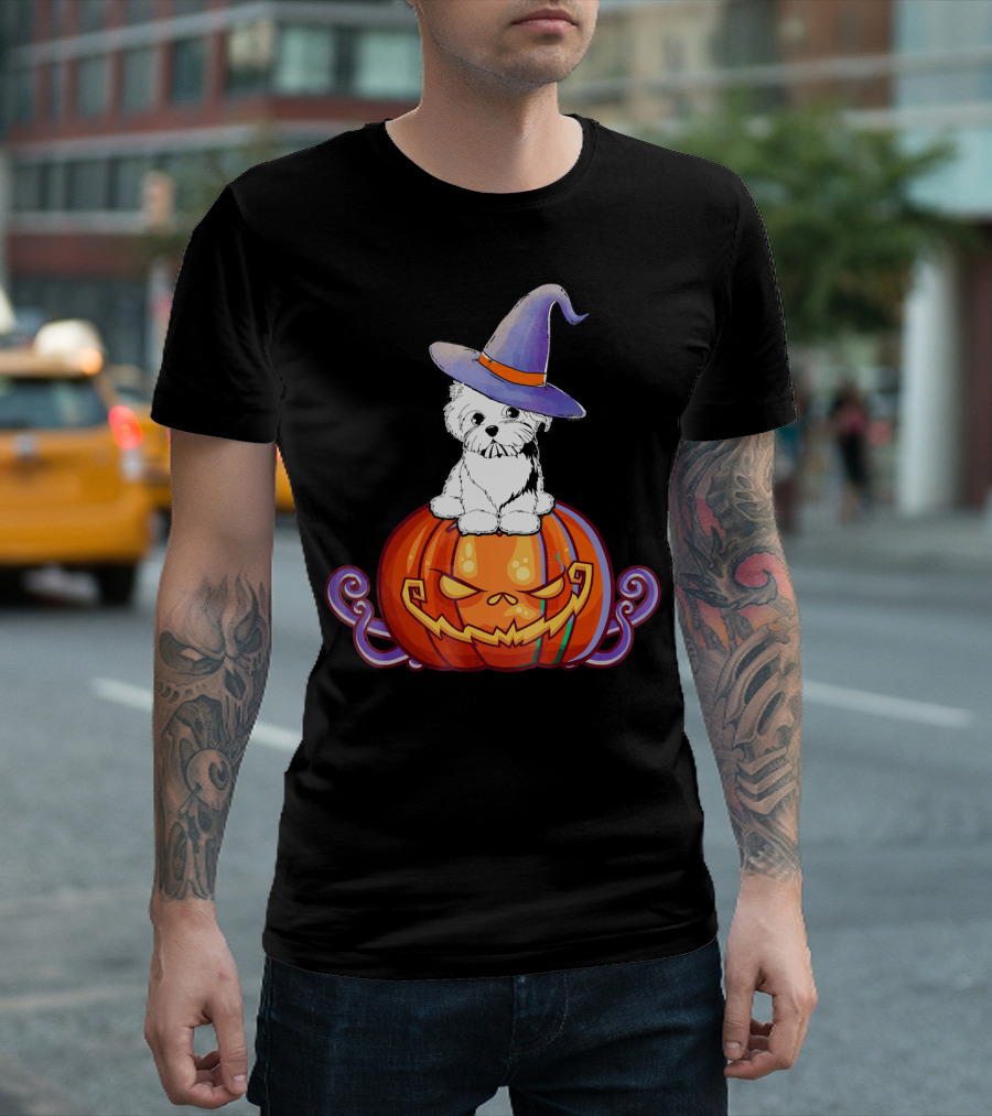 Bichon Frise Witch Hat Halloween Pumpkin Best T-Shirt
