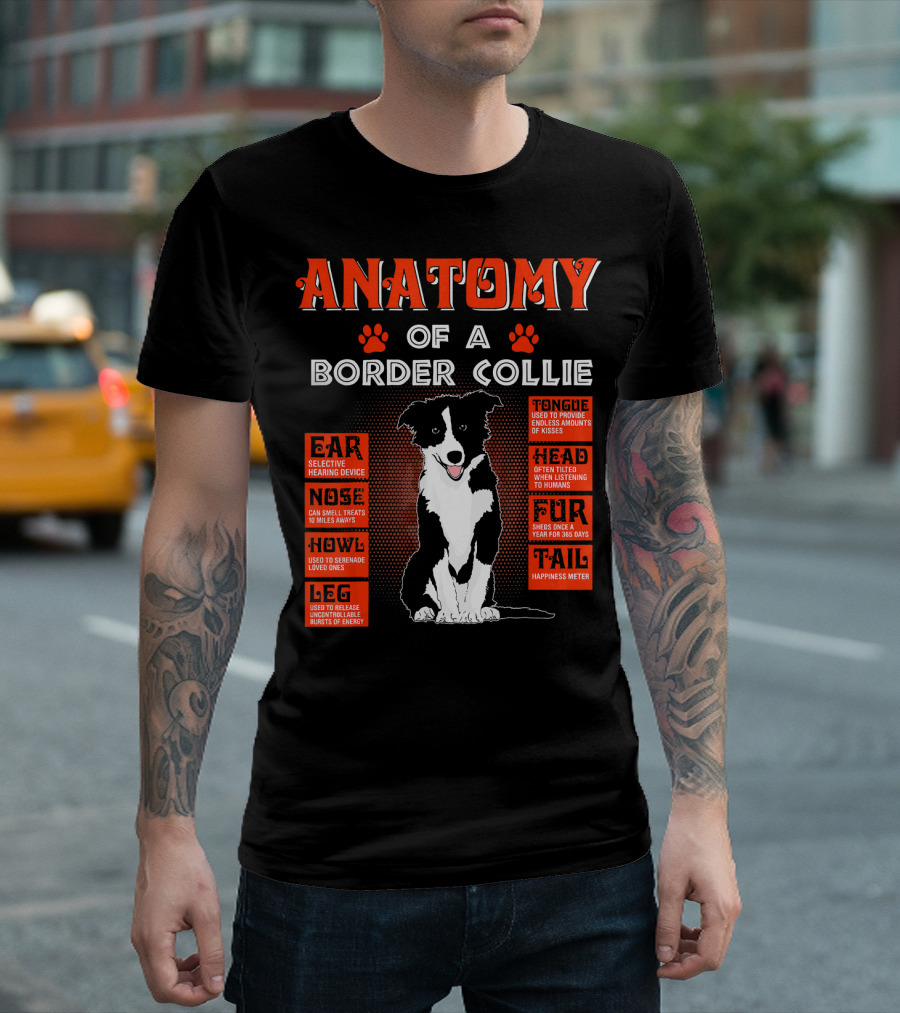 Anatomy of a Border Collie Ear Nose Howl Leg Tongue Head Fur Tail T-Shirt