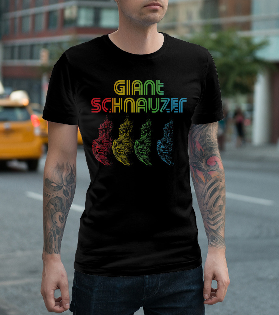 Giant Schnauzer Retro Groovy Rainbow Dog T-Shirt