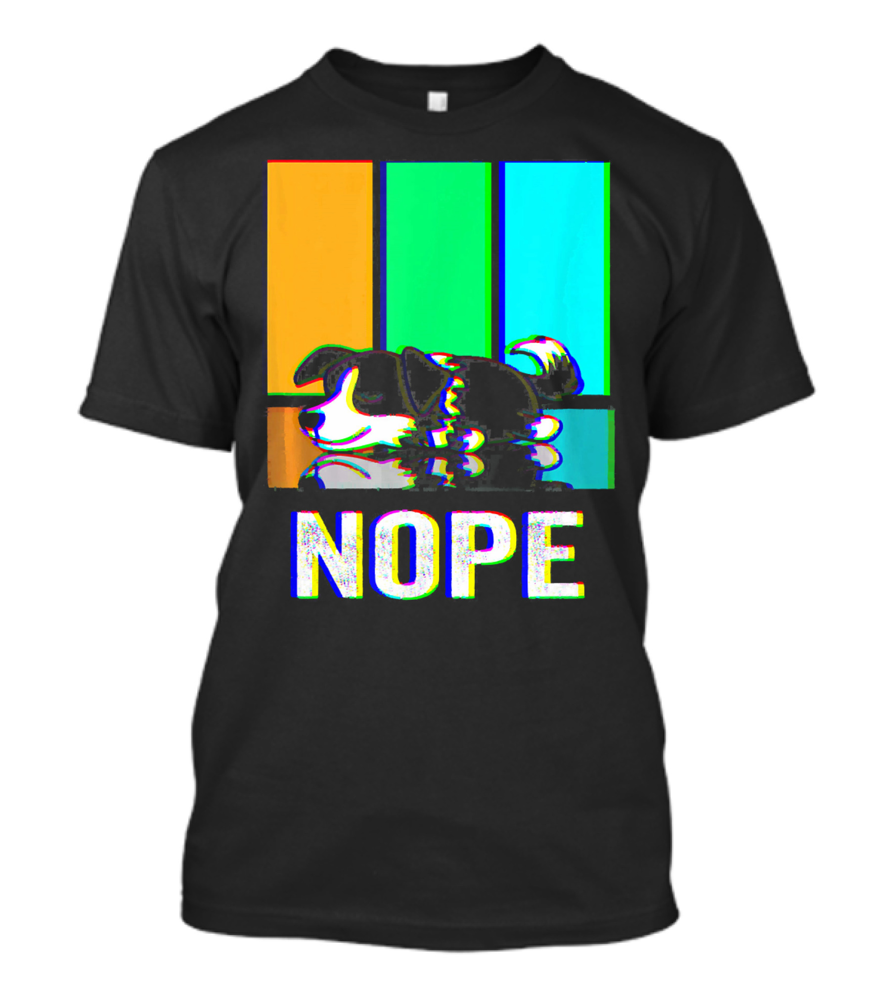 Nope Border Collie Not Today Dog Colorful Glitch T-Shirt