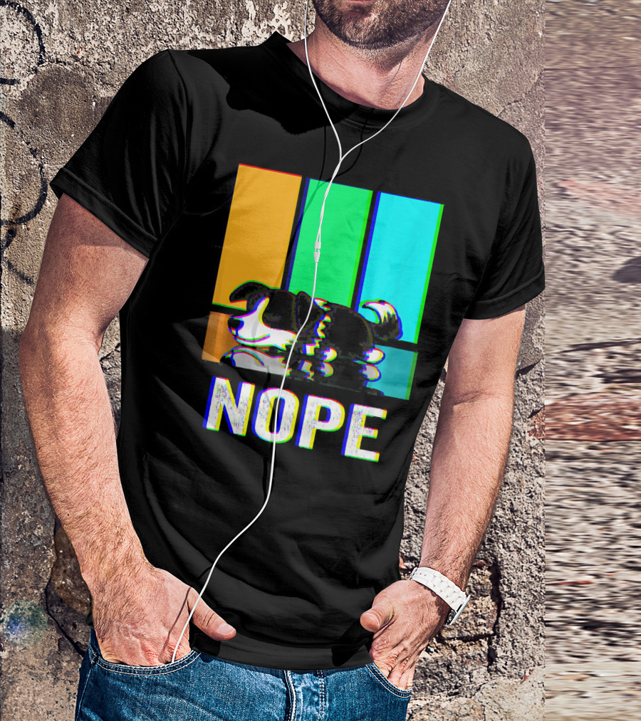 Nope Border Collie Not Today Dog Colorful Glitch T-Shirt