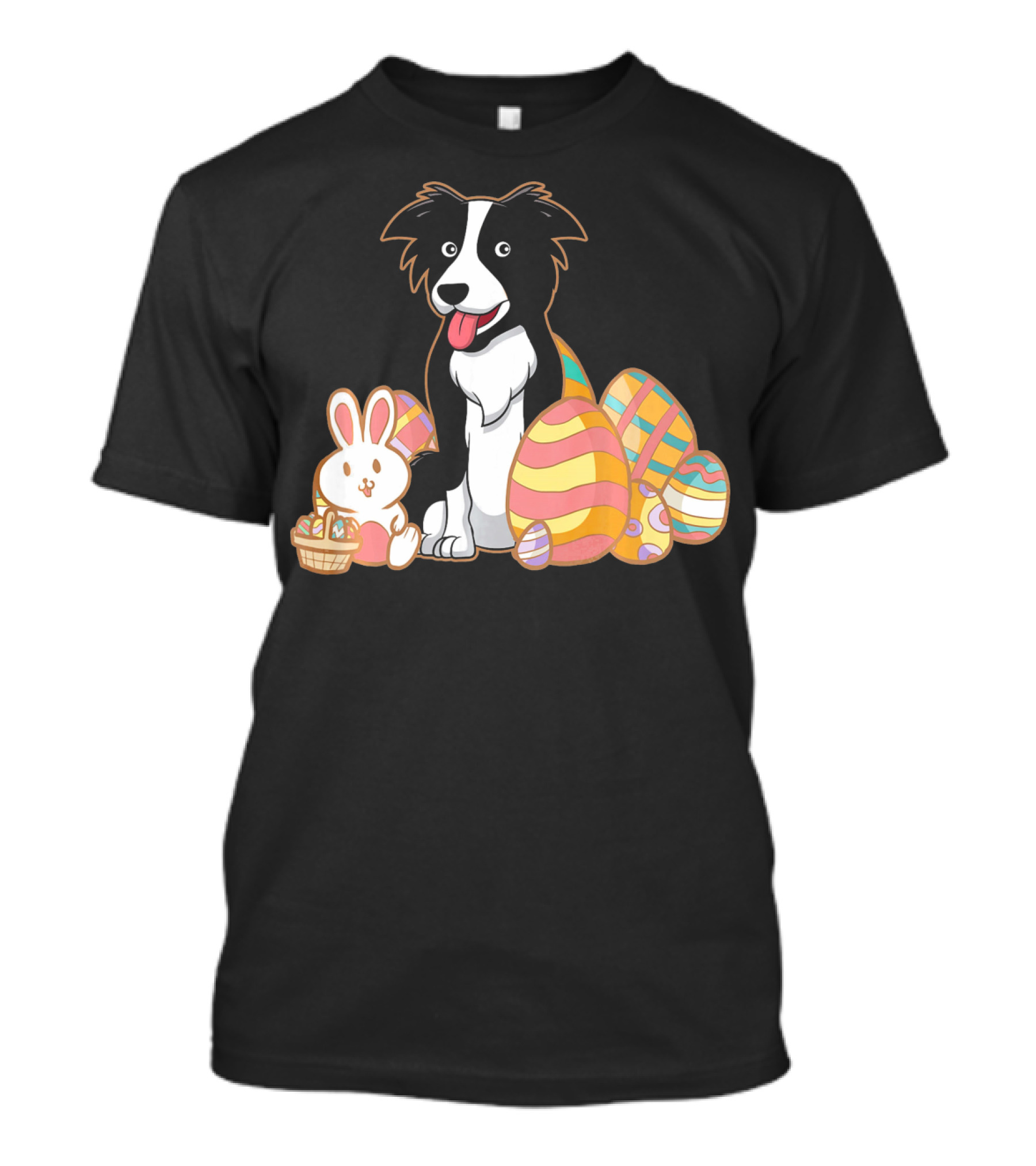 Easter Border Collie With Bunny And Colorful Easter Eggs T-Shirt