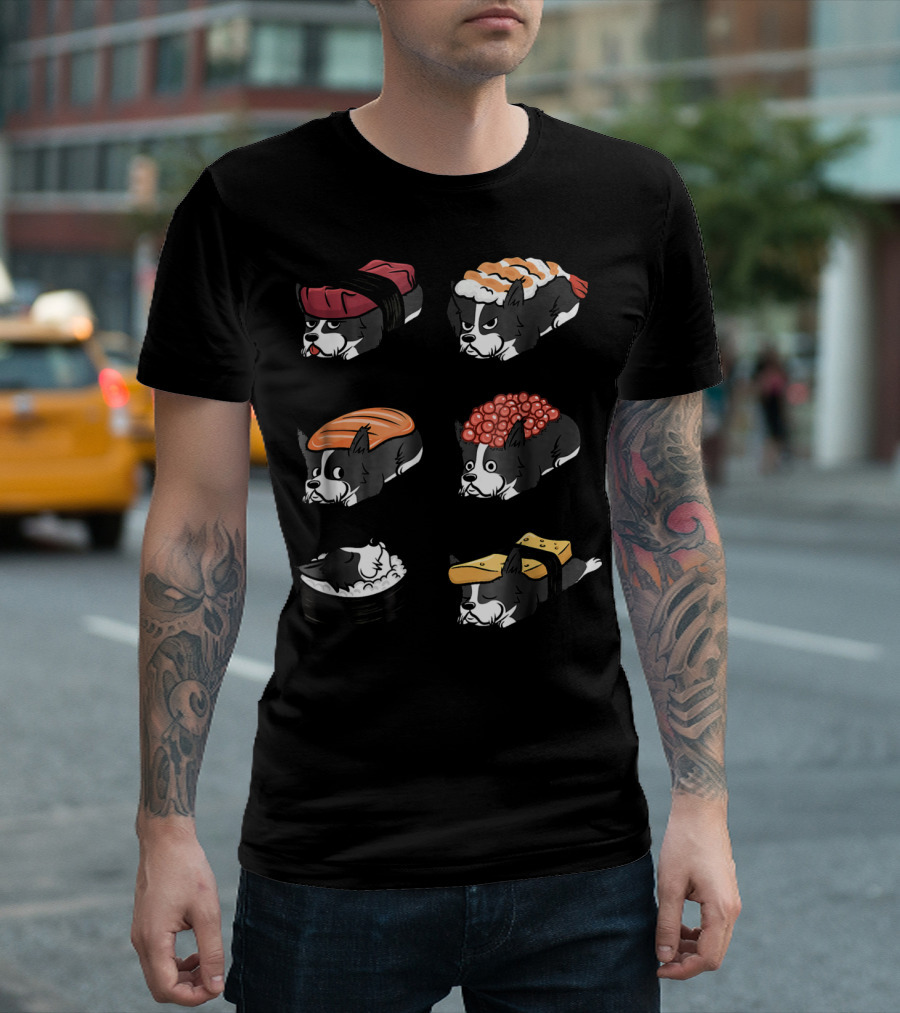 Border Collie Nigiri Sushi Parody Fusion T-Shirt