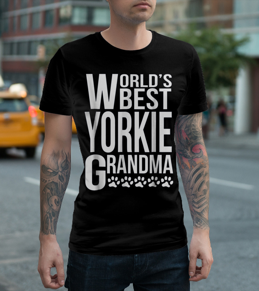 World's Best Yorkie Grandma Paw Prints T-Shirt