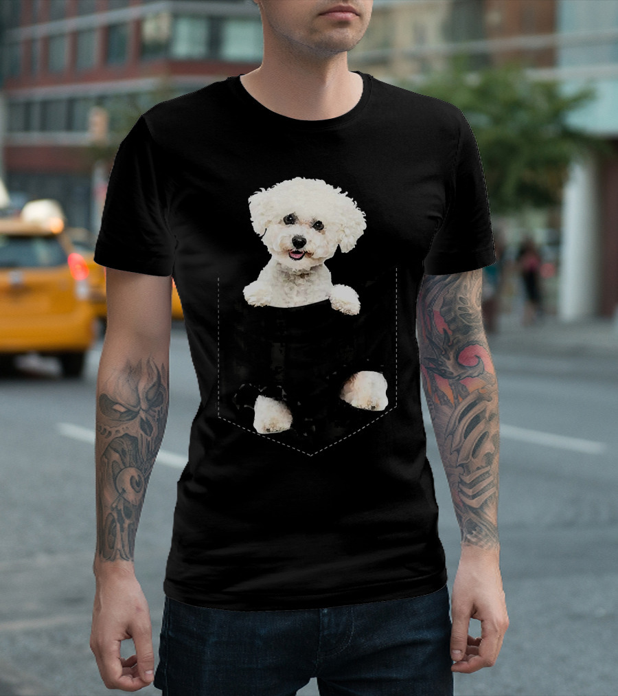 Bichon Frise Pocket Puppy Mid Cute Fluffy Dog T-Shirt
