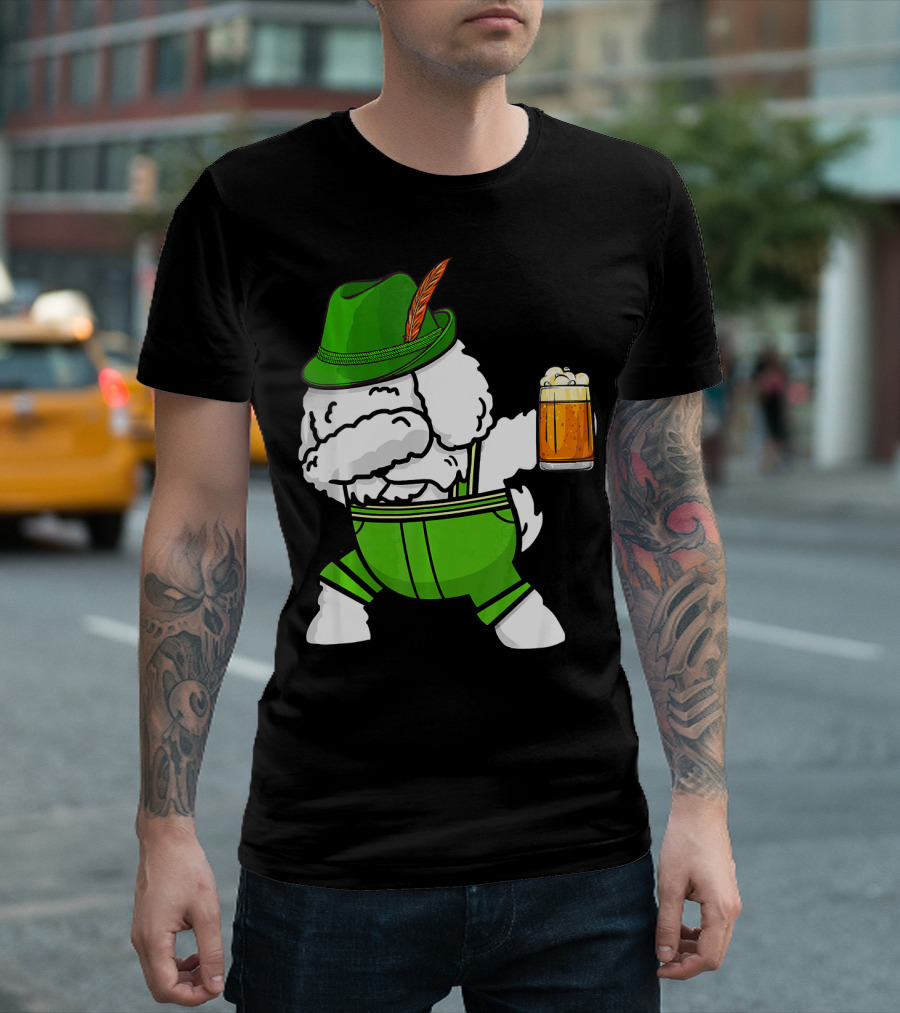 Dabbing Bichon Frise Oktoberfest Green Outfit Beer Mug T-Shirt