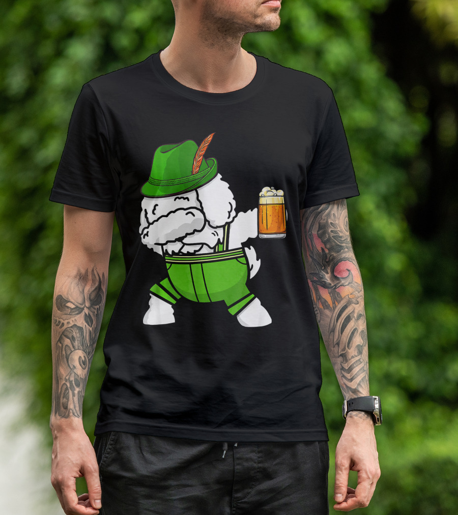 Dabbing Bichon Frise Oktoberfest Green Outfit Beer Mug T-Shirt