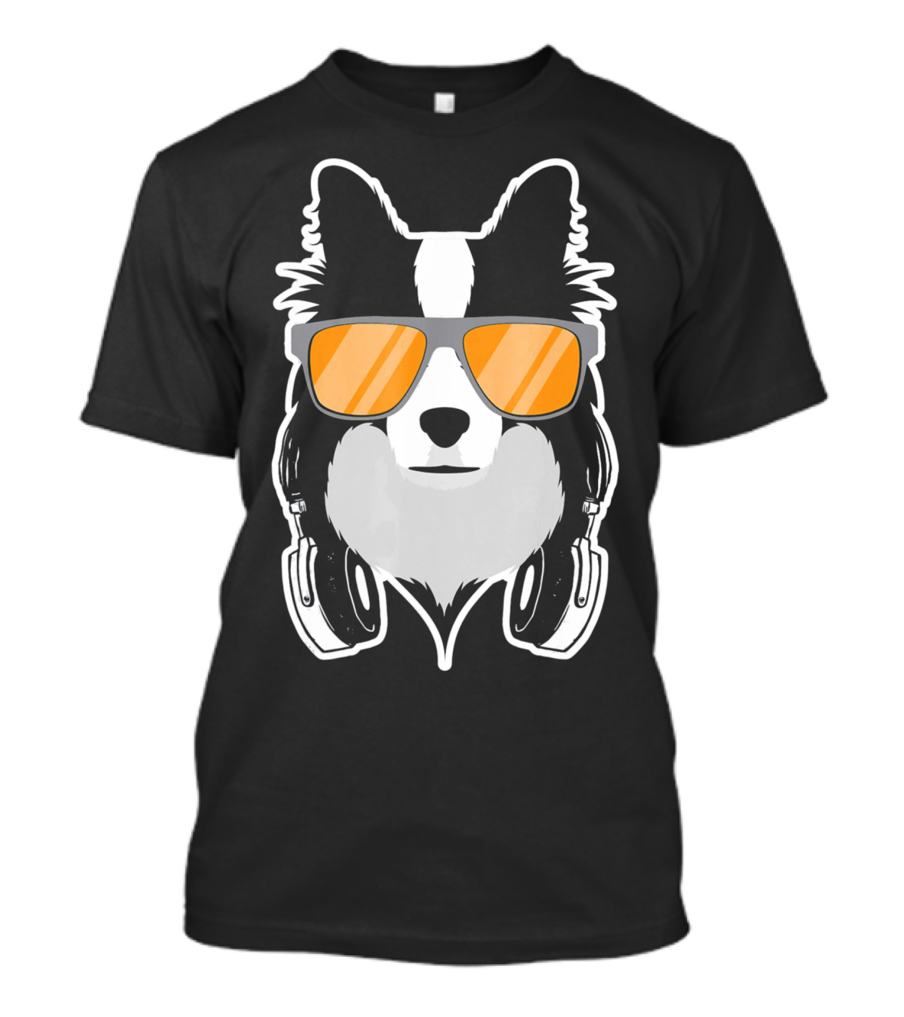 DJ Collie Border Collie Sunglasses Headphones T-Shirt