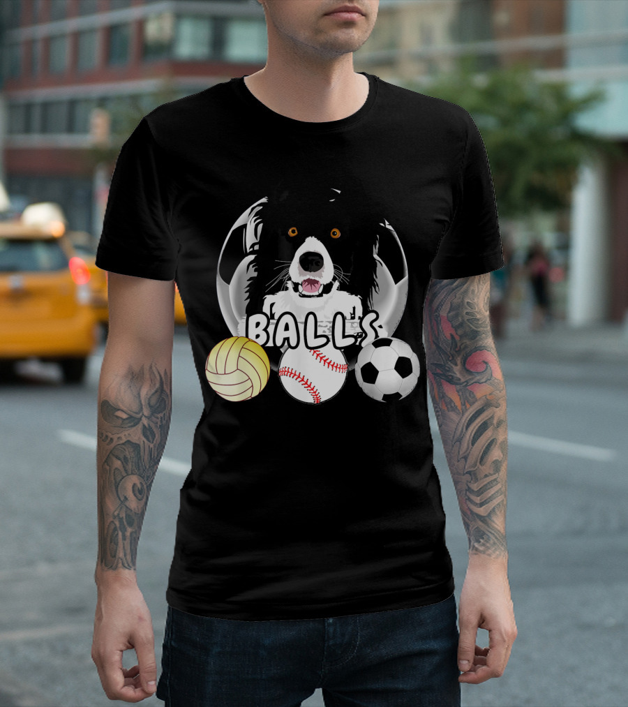Funny Border Collie Balls Volleyball Baseball Soccer T-Shirt