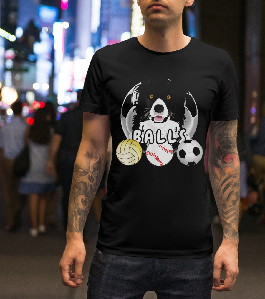 Funny Border Collie Balls Volleyball Baseball Soccer T-Shirt