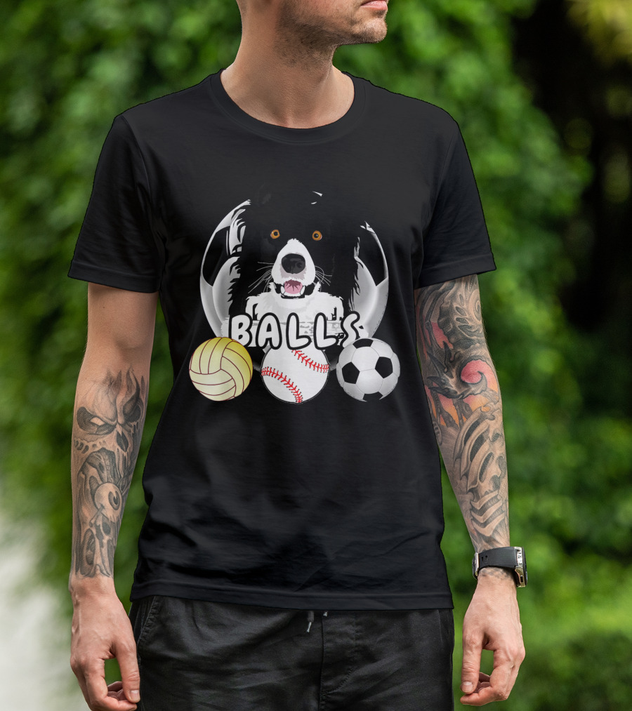 Funny Border Collie Balls Volleyball Baseball Soccer T-Shirt