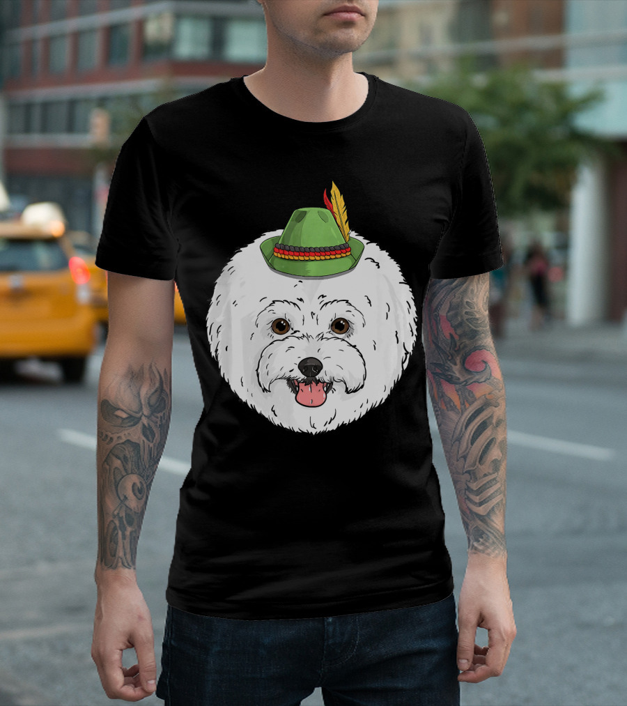 Bichon Frise Dog Oktoberfest German Bavarian Hat T-Shirt