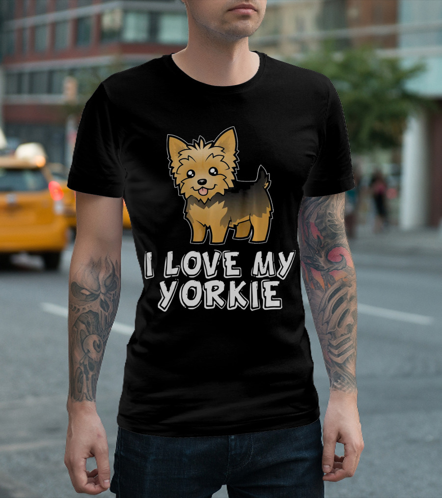 I Love My Yorkie Cartoon Style Yorkshire Terrier T-Shirt