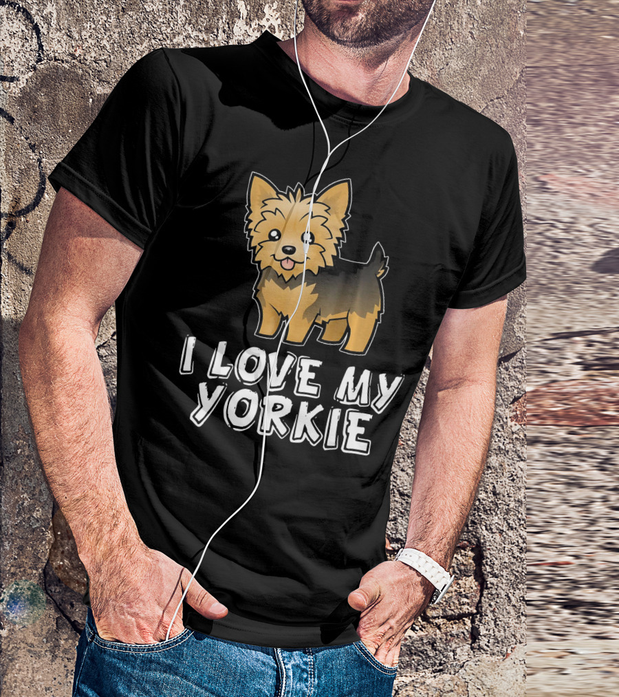 I Love My Yorkie Cartoon Style Yorkshire Terrier T-Shirt