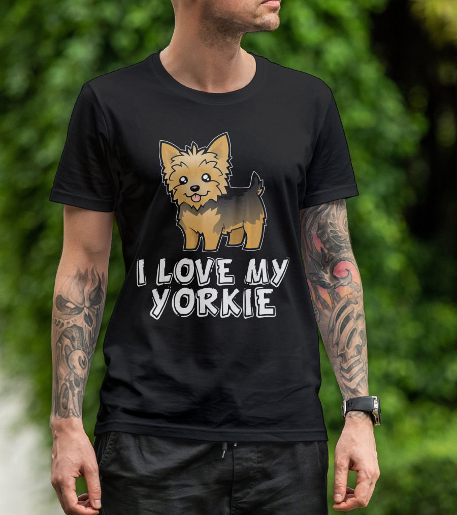 I Love My Yorkie Cartoon Style Yorkshire Terrier T-Shirt