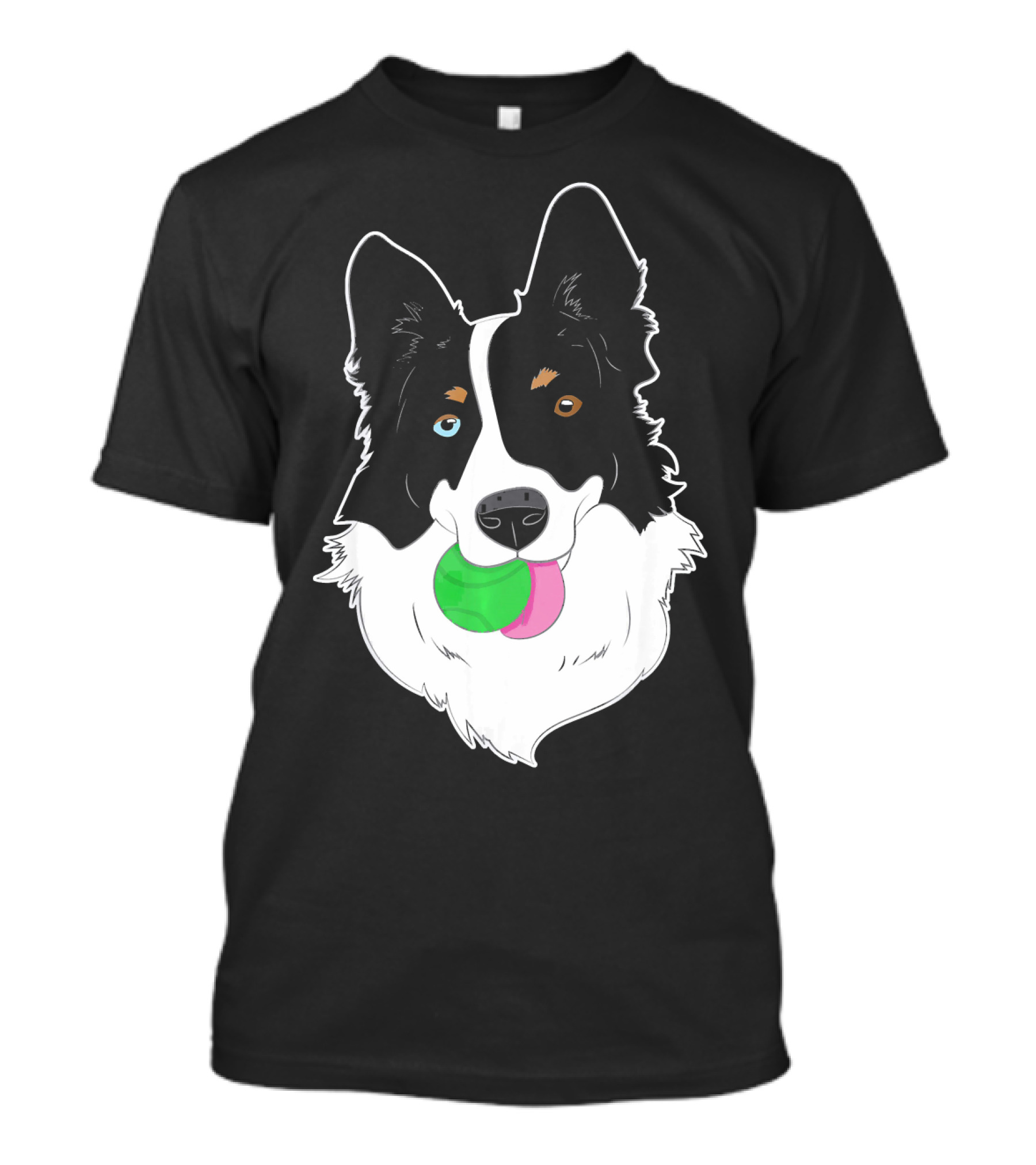 Border Collie With Colorful Ball In Mouth T-Shirt