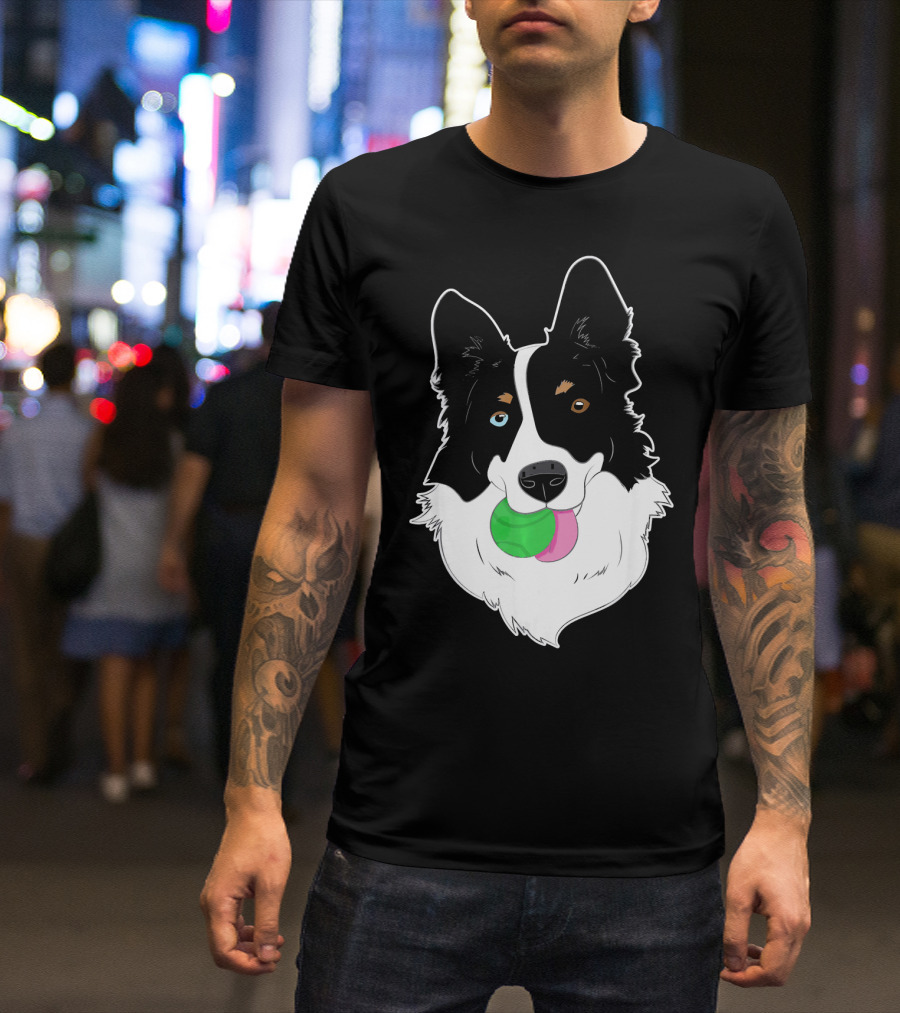 Border Collie With Colorful Ball In Mouth T-Shirt