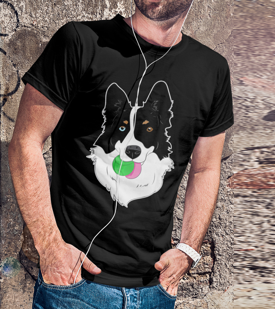 Border Collie With Colorful Ball In Mouth T-Shirt