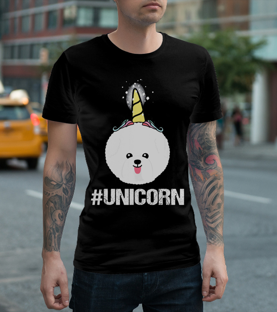 Bichon Frise With Unicorn Horn #Unicorn T-Shirt