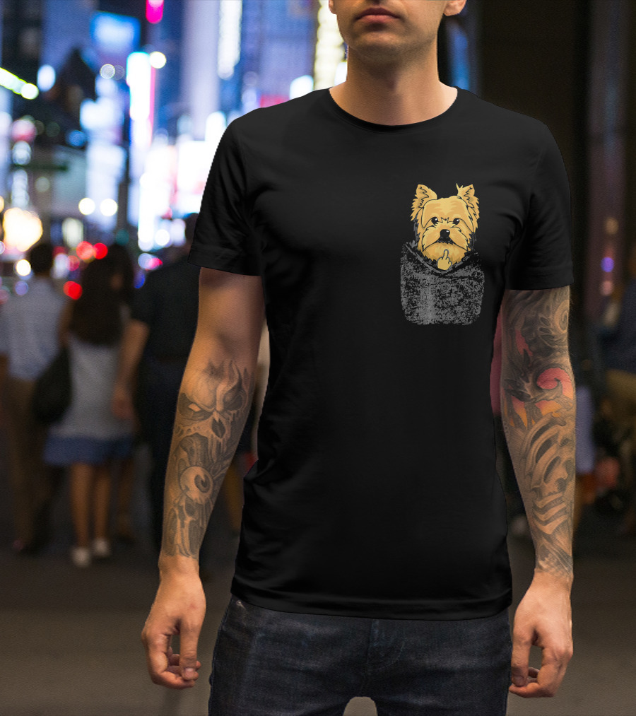 Cute Yorkie In Pocket With Attitude T-Shirt