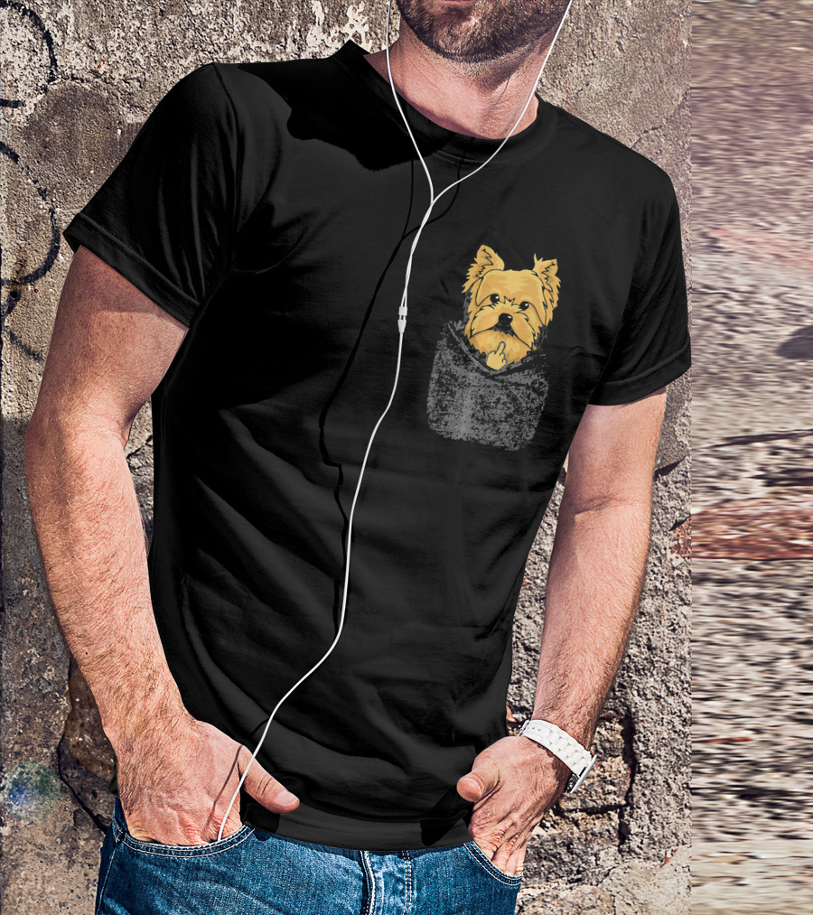 Cute Yorkie In Pocket With Attitude T-Shirt
