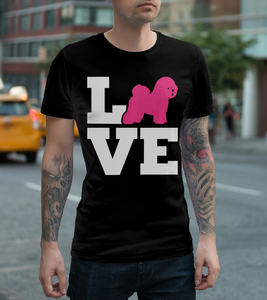 Bichon Frise Love with Pink Dog T-Shirt