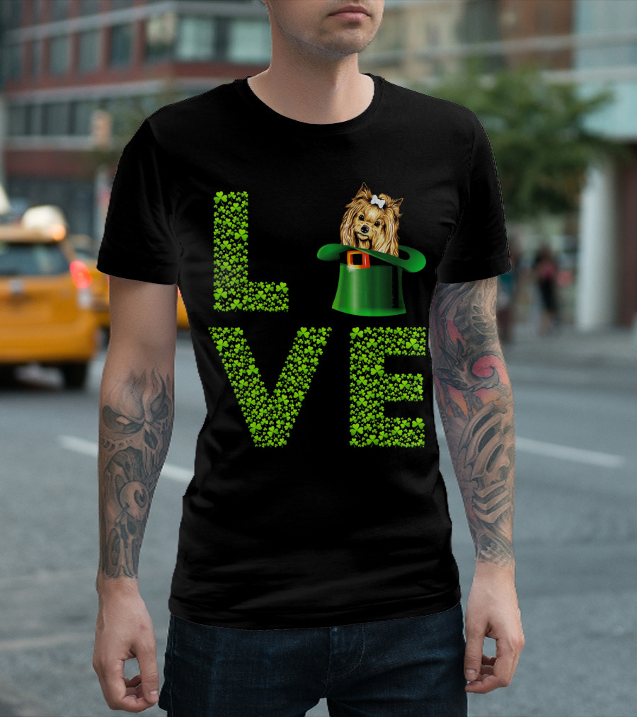 Love Yorkie St Patricks Day Shamrock Green Hat T-Shirt