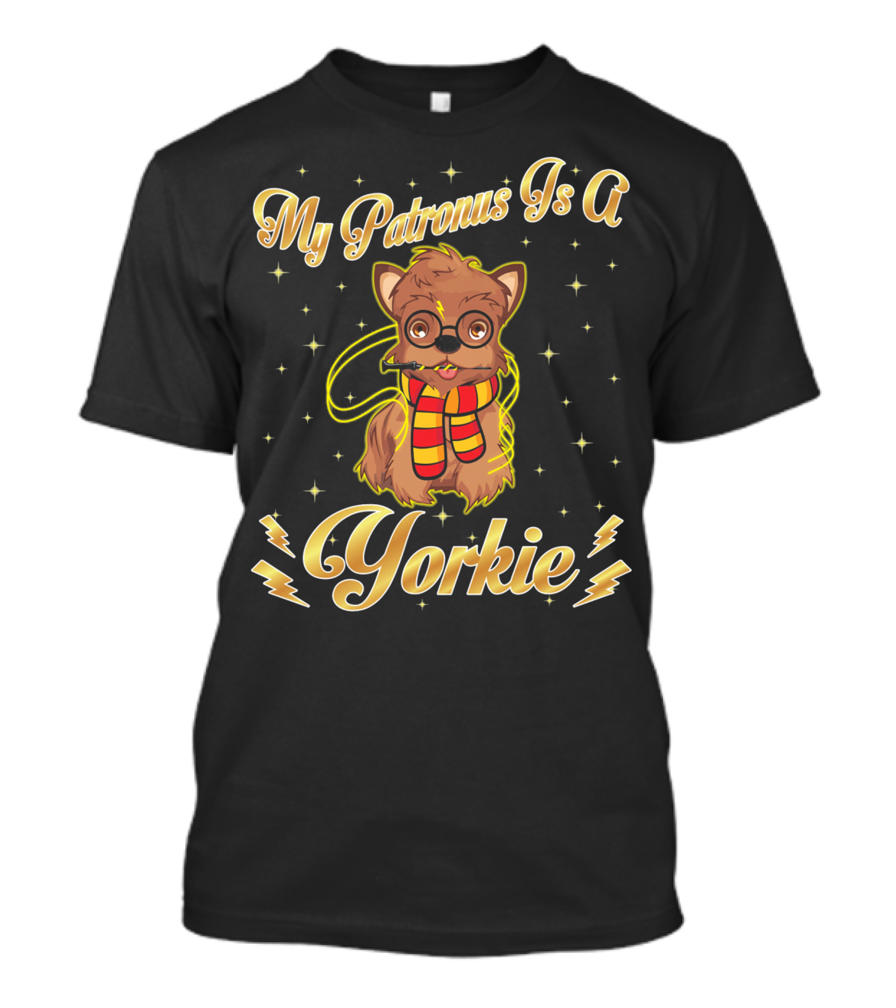 My Patronus Is A Yorkie Harry Dog Potter Scarf Glasses Stars Lightning T-Shirt