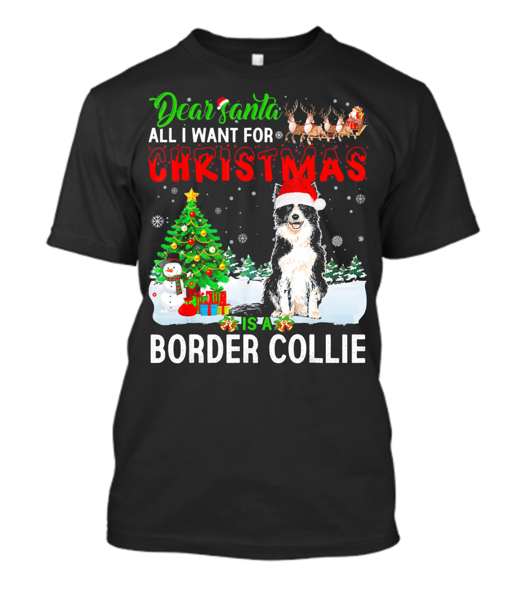 Dear Santa All I Want For Christmas Is A Border Collie T-Shirt