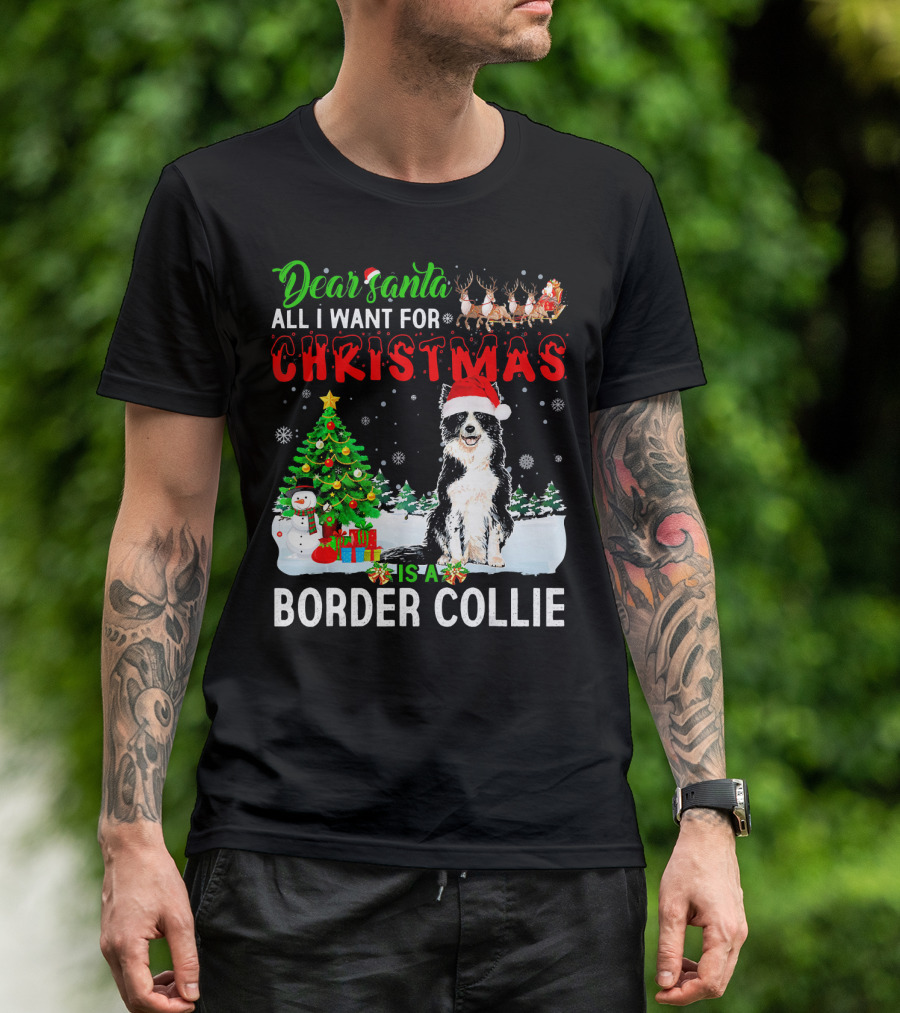 Dear Santa All I Want For Christmas Is A Border Collie T-Shirt