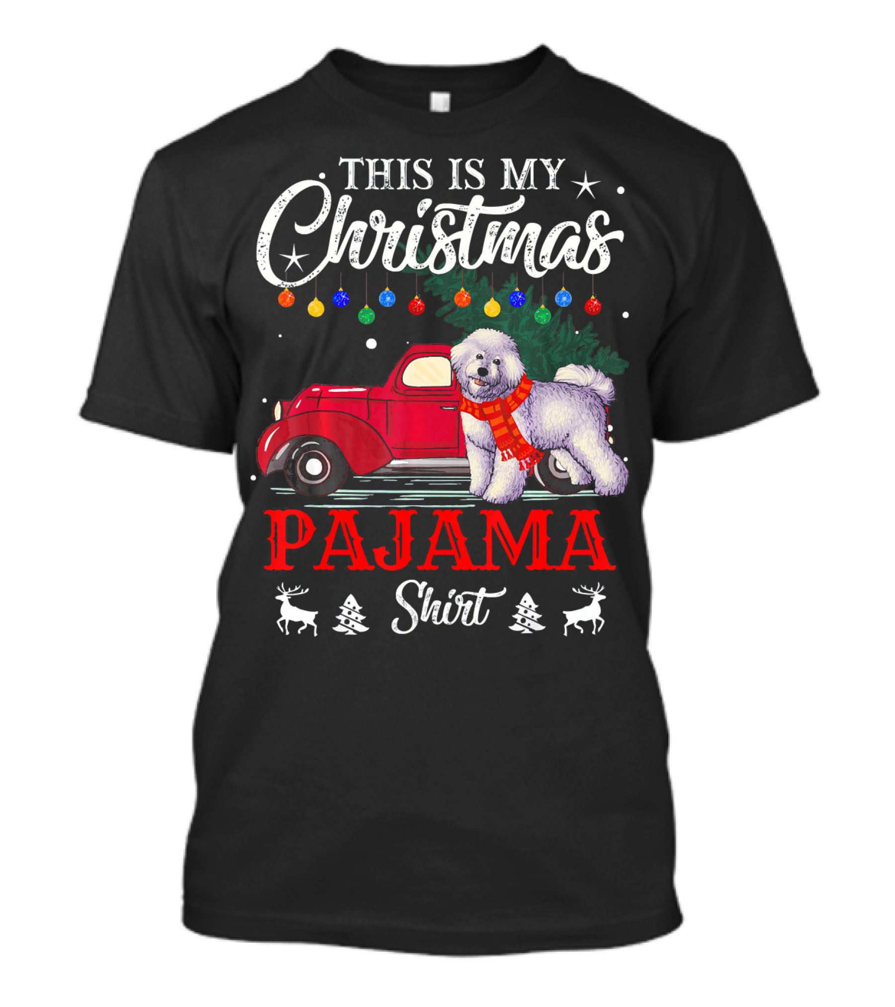 This Is My Christmas Pajama Shirt Bichon Dog Red Truck T-Shirt