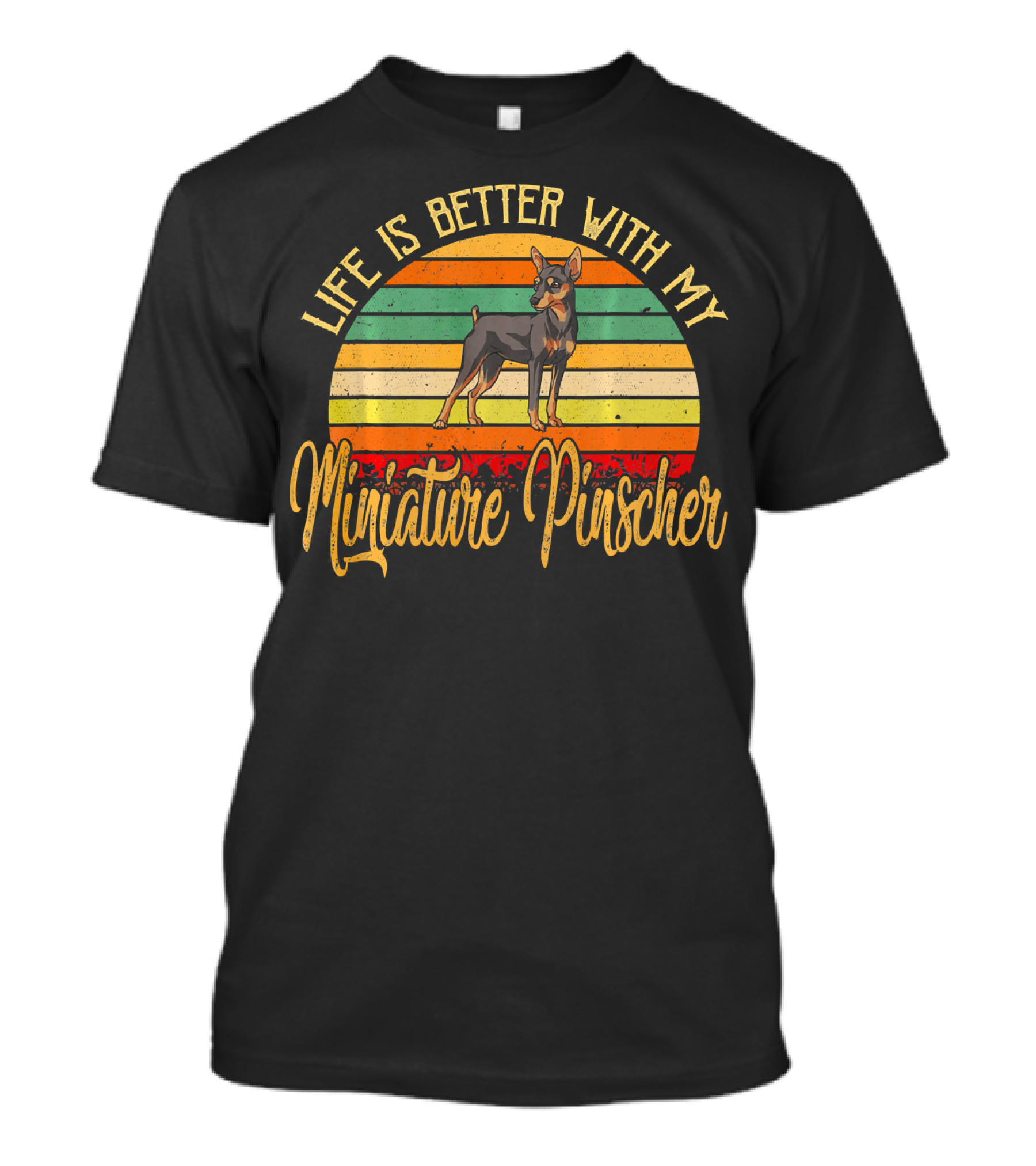 Life Is Better With My Miniature Pinscher Vintage Sunset T-Shirt