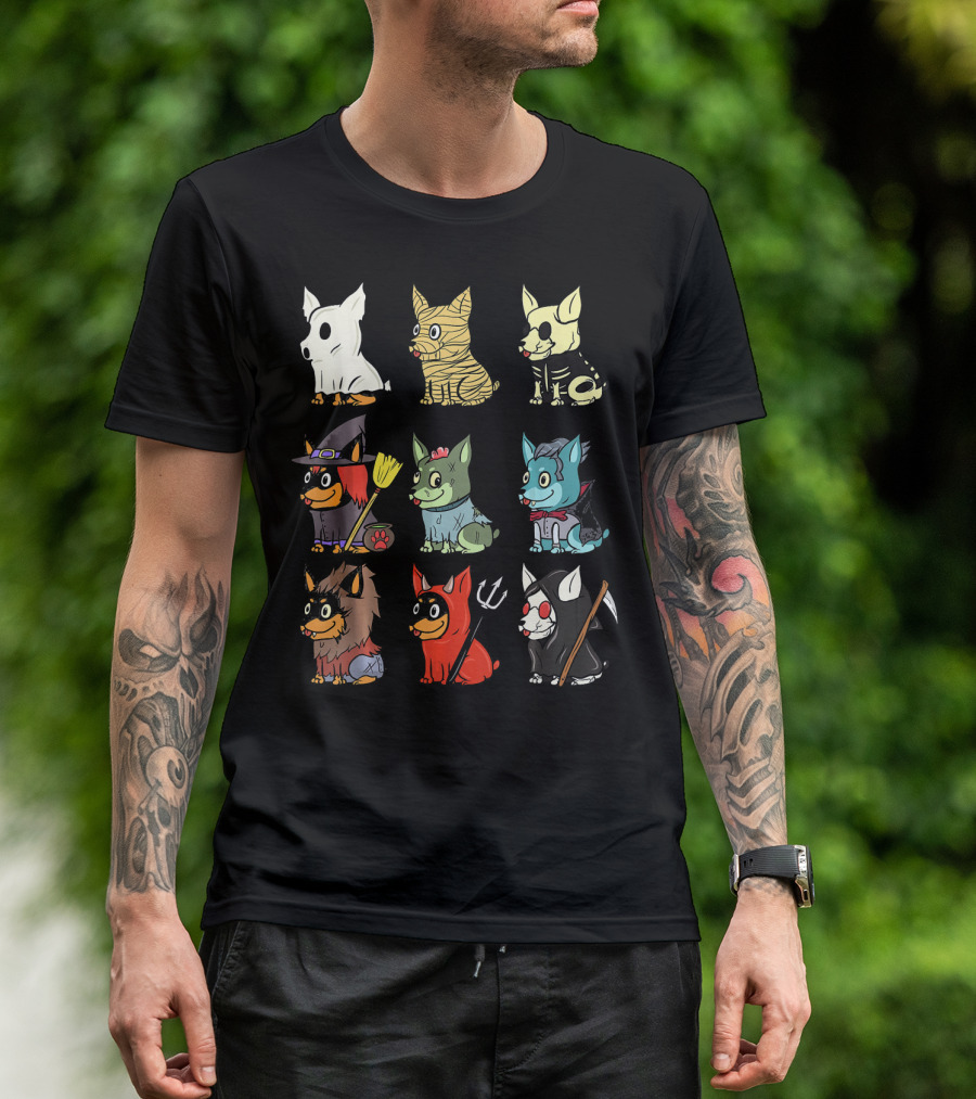 Miniature Pinscher In Halloween Costumes: Skeleton, Mummy, Ghost, Witch, Zombie, Vampire, Werewolf, Devil, Grim Reaper T-Shirt