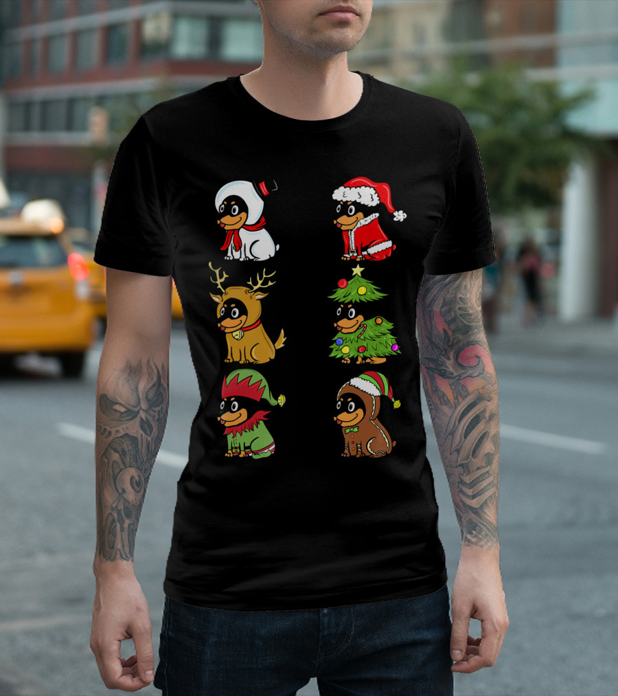 Miniature Pinscher Cute Xmas Snowman Santa Reindeer Christmas Tree Elf Gingerbread T-Shirt