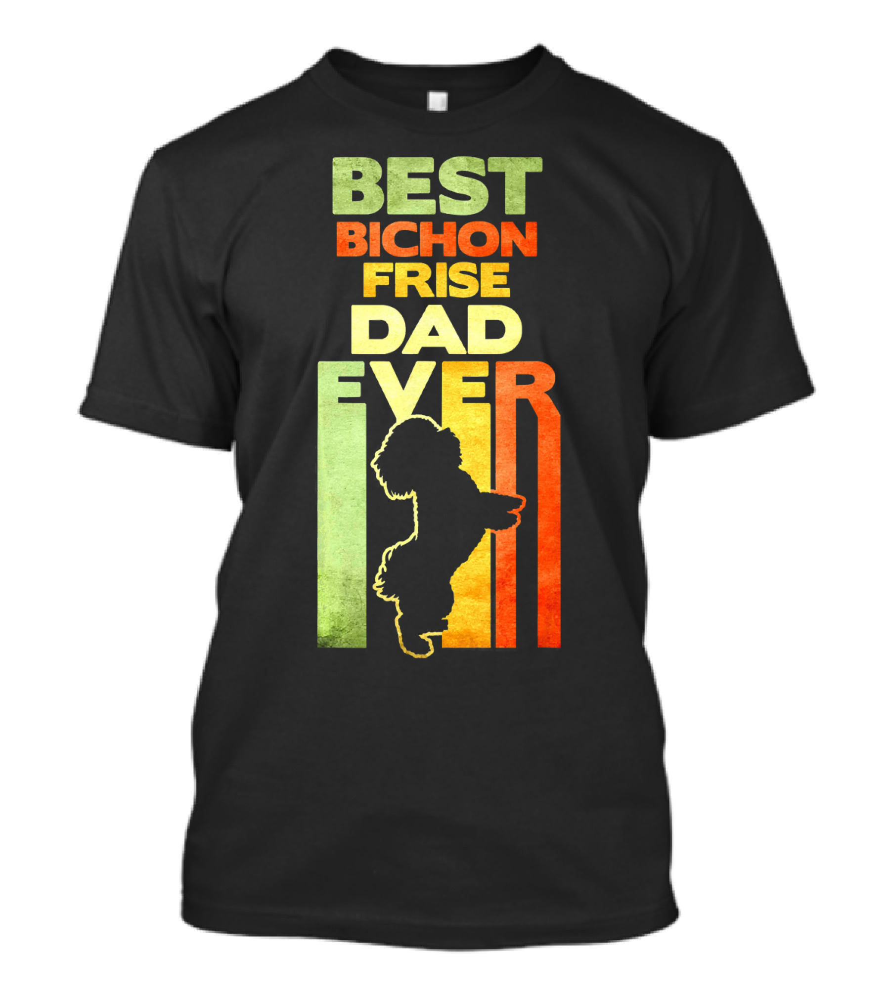 Best Bichon Frise Dad Ever Vintage Silhouette Retro Colors T-Shirt