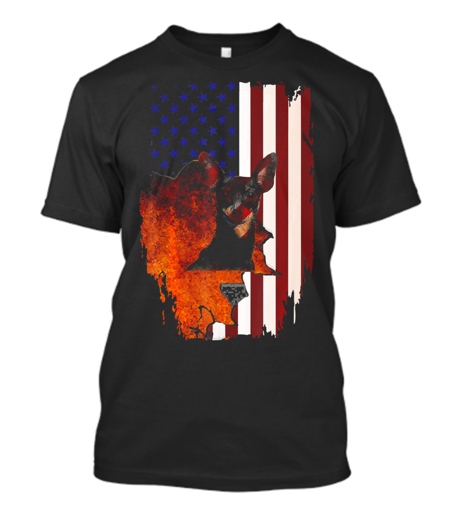 Miniature Pinscher American Flag Patriotic 4th Of July USA T-Shirt