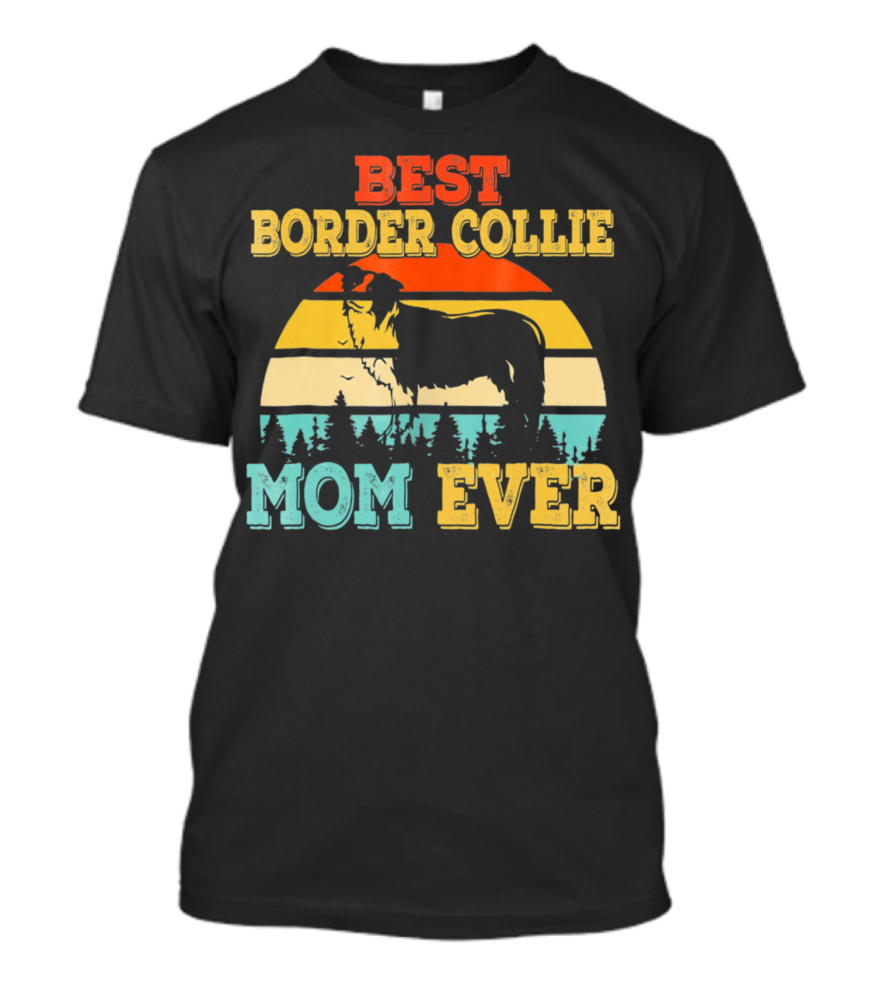 Best Border Collie Mom Ever Vintage Retro Sunset T-Shirt