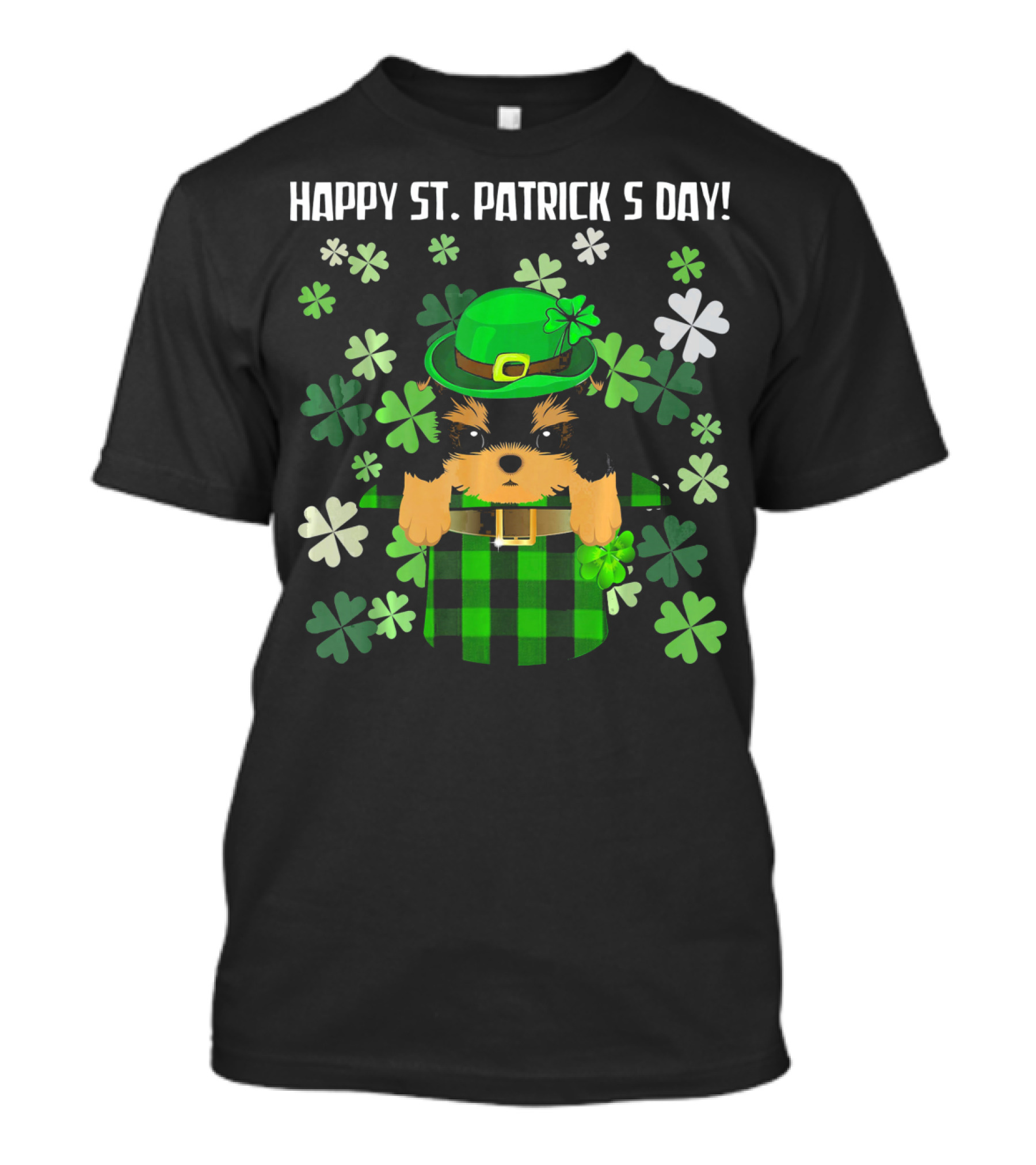 Happy St. Patrick's Day Yorkshire Terrier With Shamrocks T-Shirt