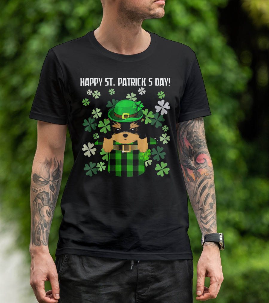 Happy St. Patrick's Day Yorkshire Terrier With Shamrocks T-Shirt