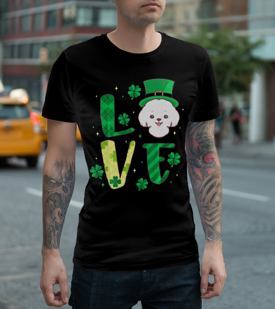 Love Bichon Frise Dog Clover St. Patrick's Day T-Shirt