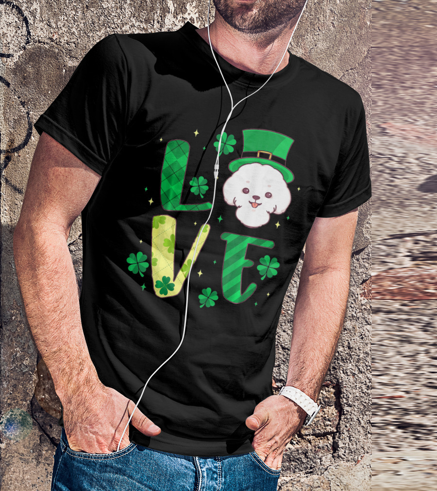 Love Bichon Frise Dog Clover St. Patrick's Day T-Shirt