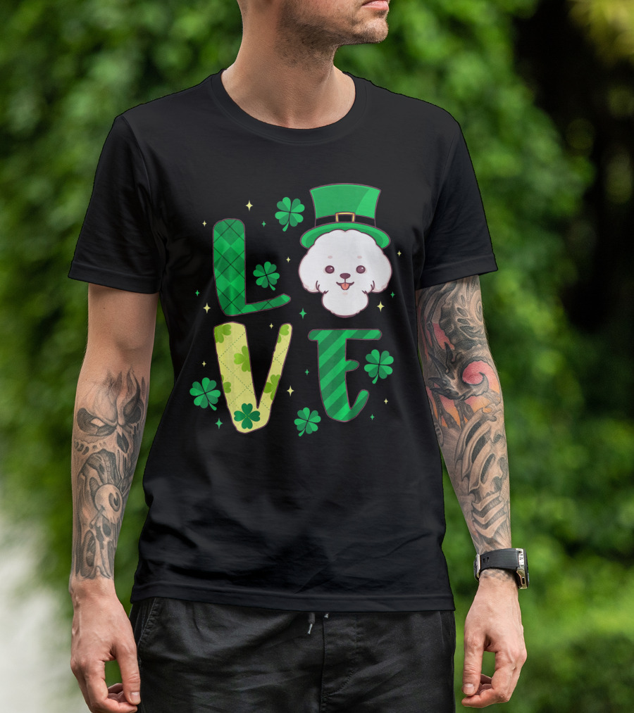 Love Bichon Frise Dog Clover St. Patrick's Day T-Shirt