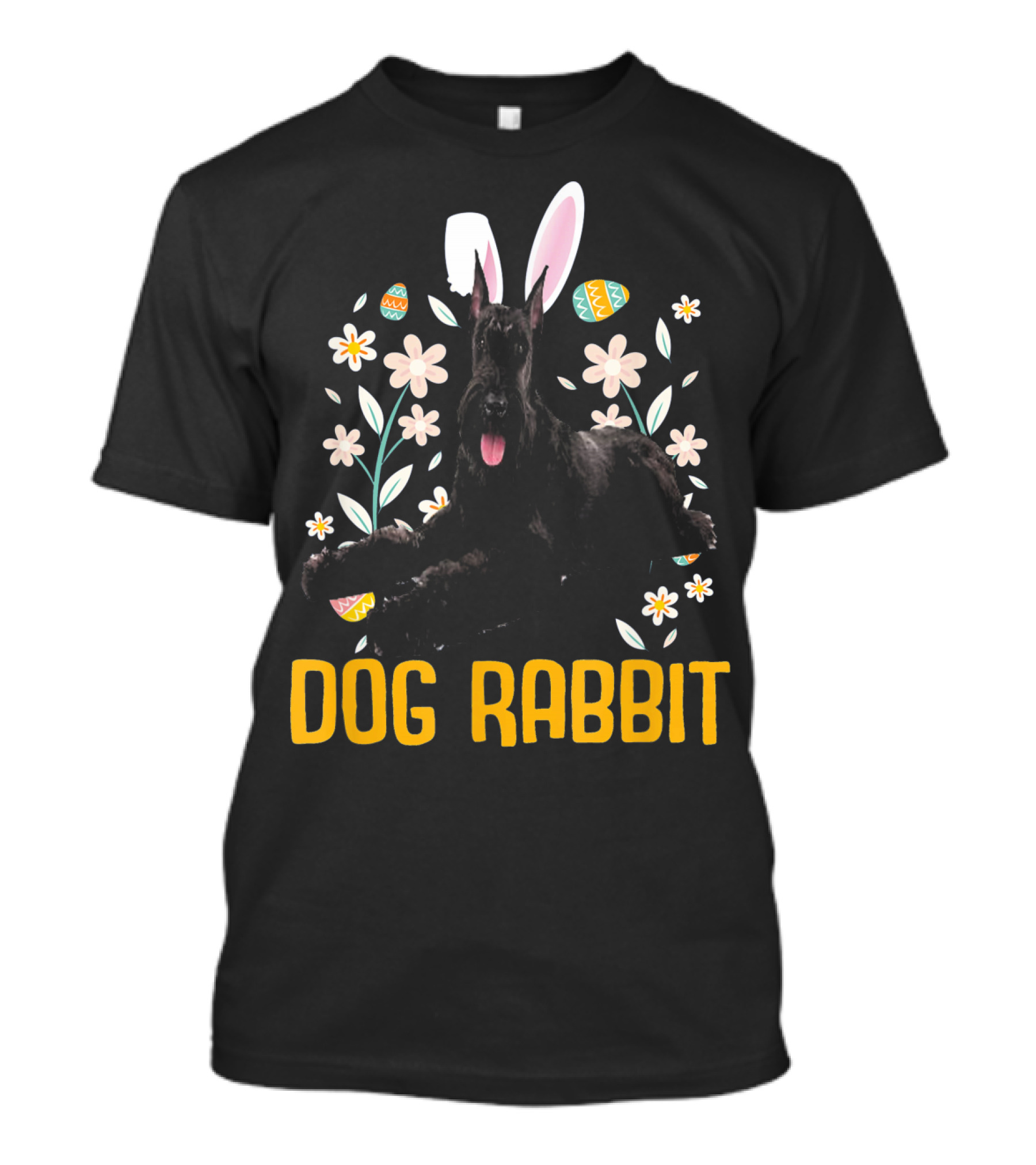Giant Schnauzer Dog Rabbit Bunny Rabbit Hat Easter T-Shirt