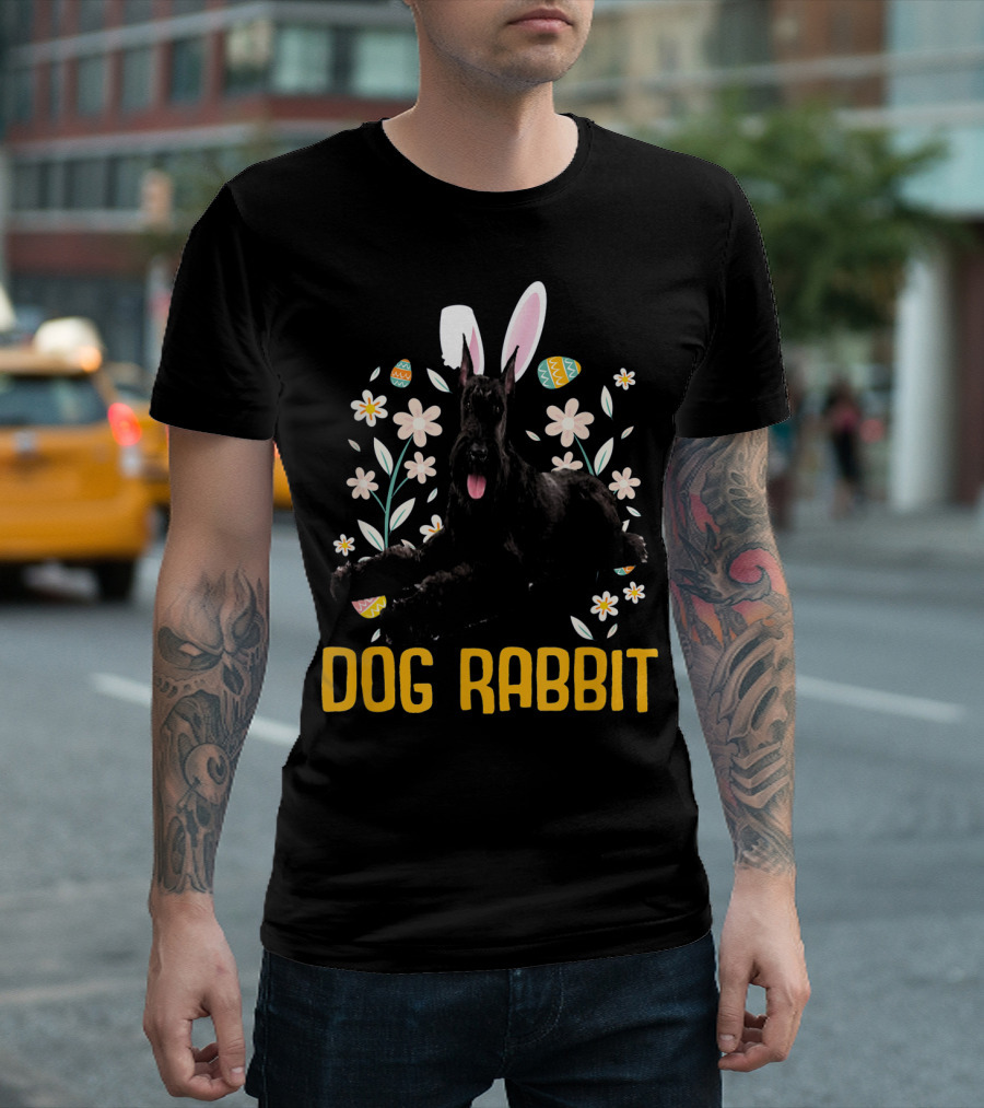 Giant Schnauzer Dog Rabbit Bunny Rabbit Hat Easter T-Shirt