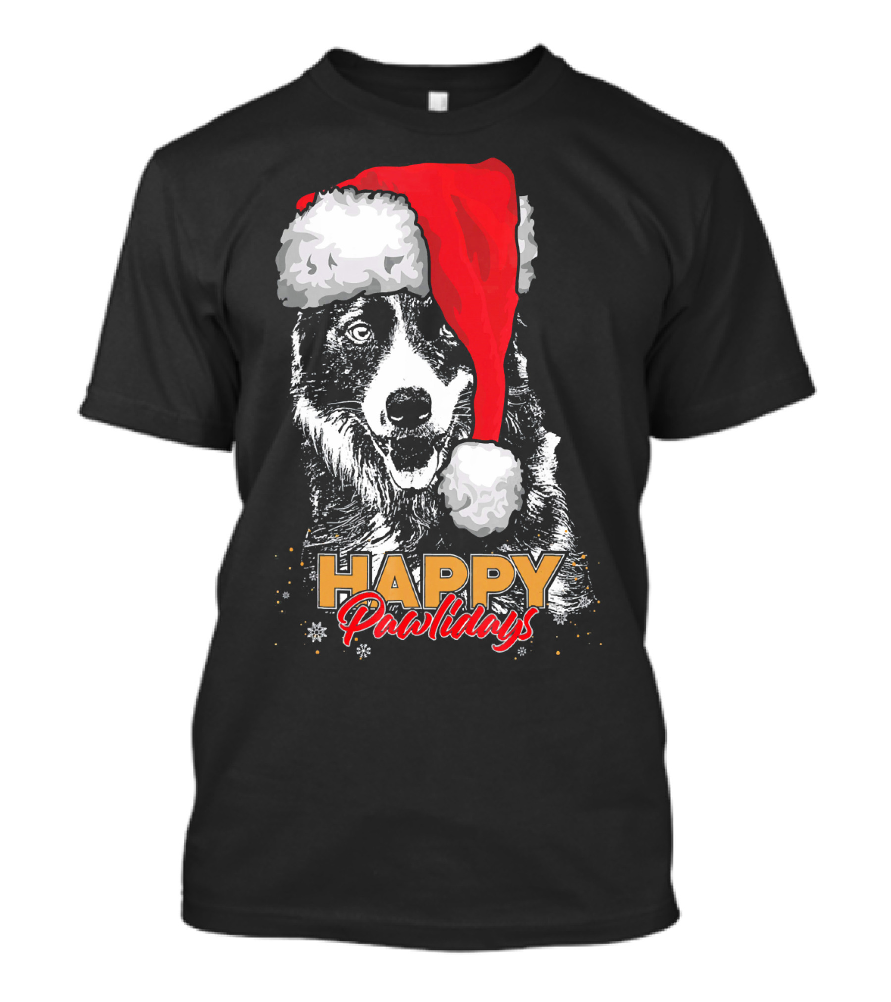 HAPPY PAWLIDAYS Funny Christmas Border Collie T-Shirt