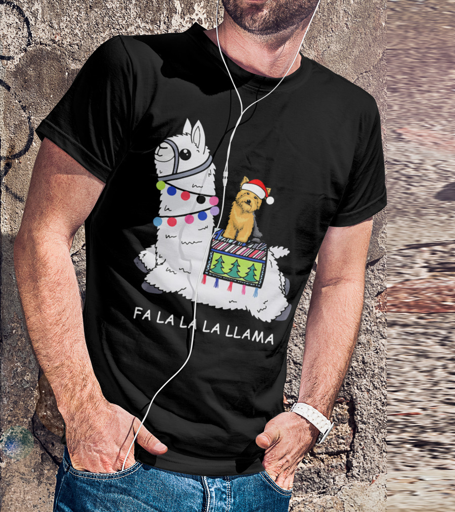 Fa La La La Llama With Yorkshire Terrier Riding Llama T-Shirt