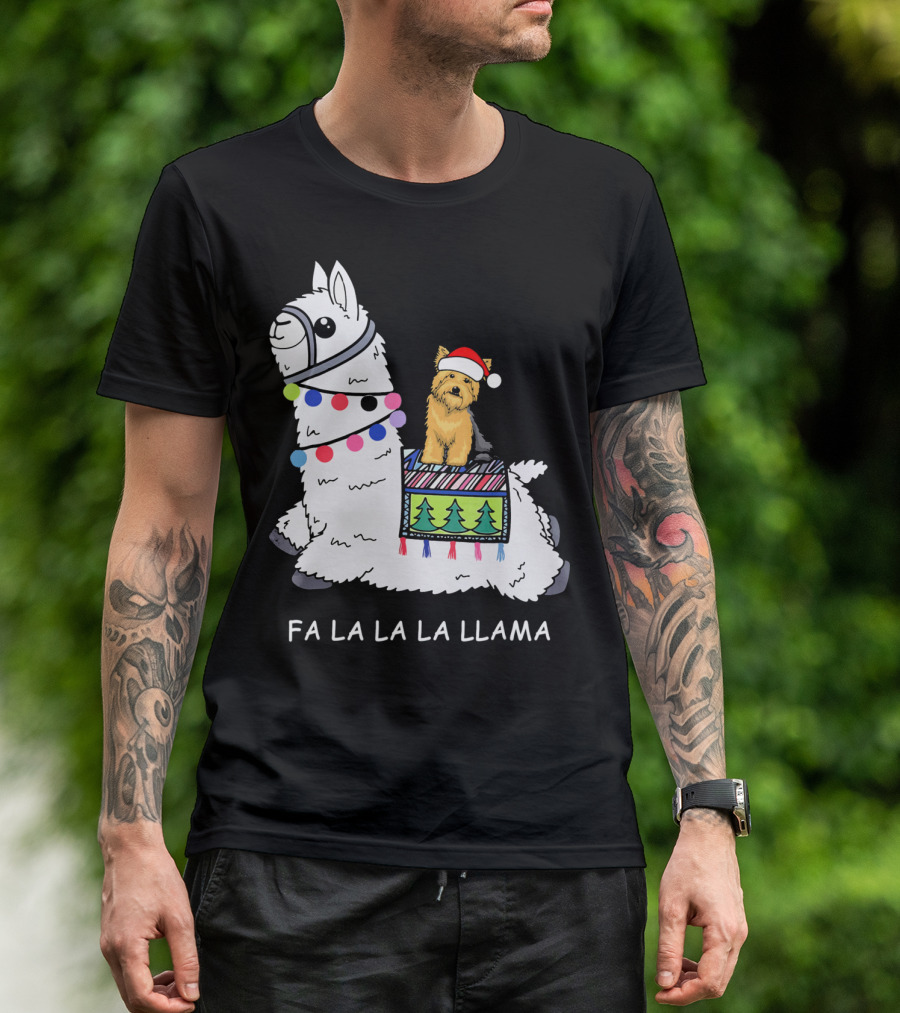 Fa La La La Llama With Yorkshire Terrier Riding Llama T-Shirt