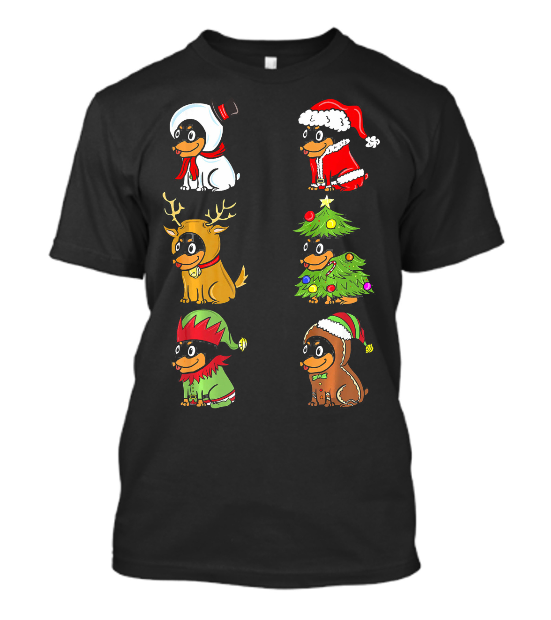 Miniature Pinscher Xmas Snowman Santa Reindeer Tree Elf Gingerbread T-Shirt