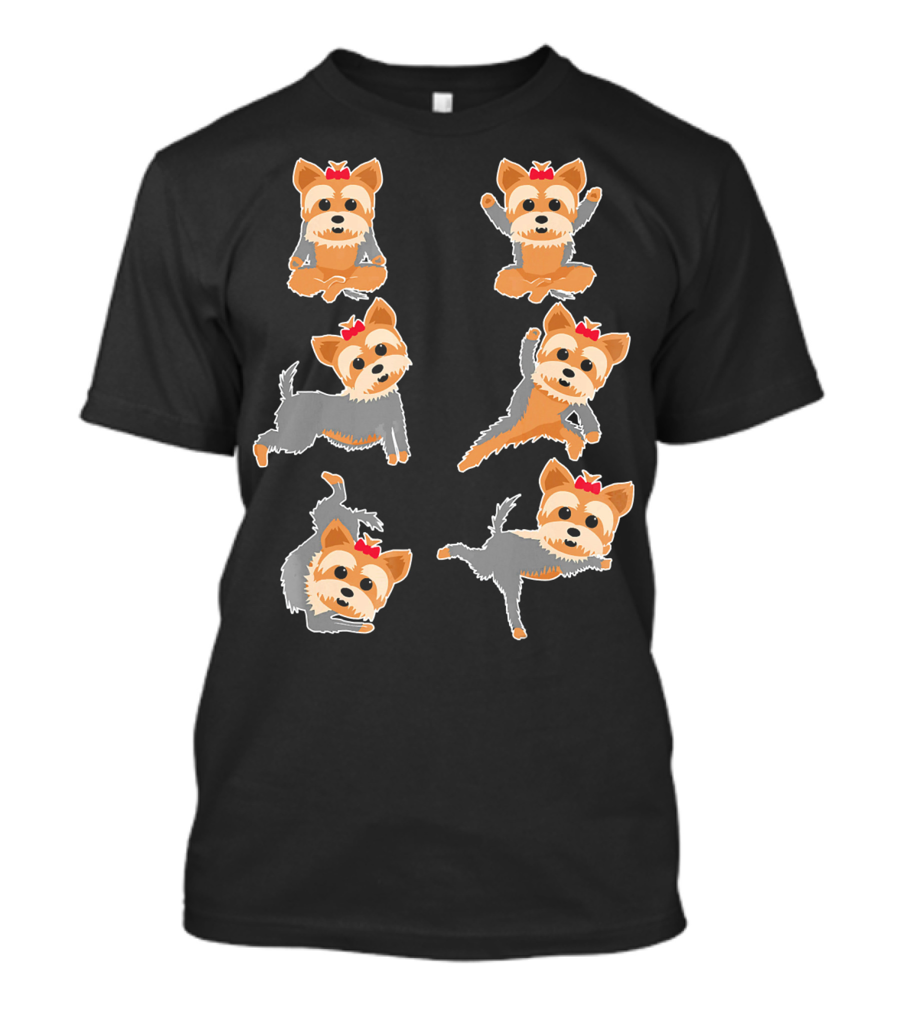 Funny Yorkie Yoga Poses Cute Dog Stretching Styles T-Shirt